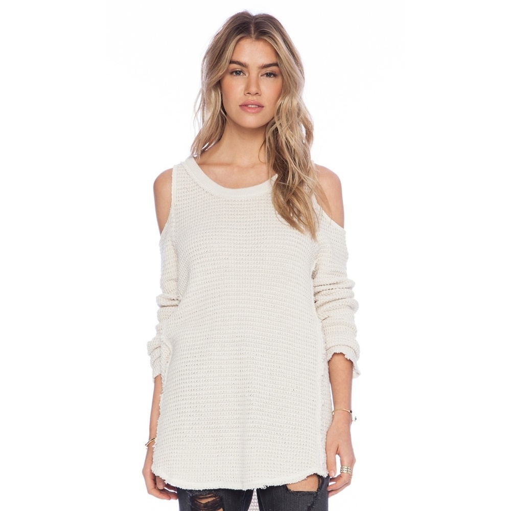 Free People Sunrise Cold Shoulder Waffle Pullover.